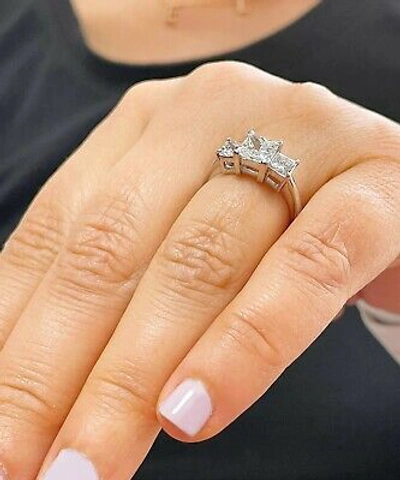 Pre-owned Knr Gia Certified 14k Solid White Gold Princess Cut Diamond Engagement Ring 2.50ct