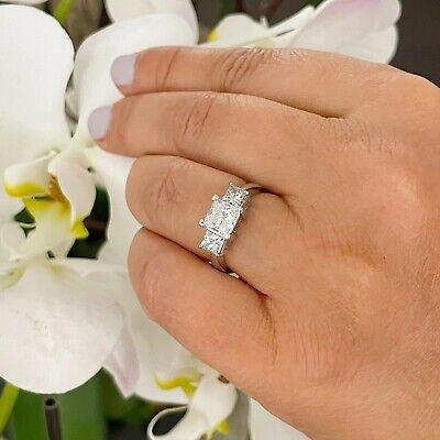 Pre-owned Knr Gia Certified 14k Solid White Gold Princess Cut Diamond Engagement Ring 2.50ct