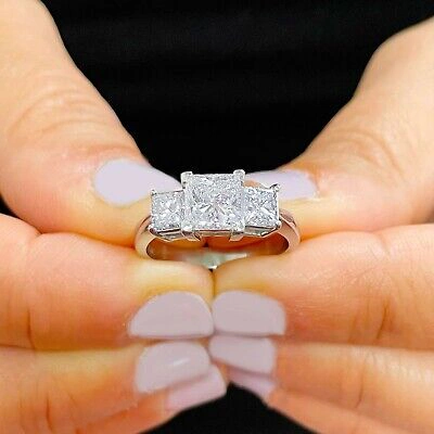 Pre-owned Knr Gia Certified 14k Solid White Gold Princess Cut Diamond Engagement Ring 2.50ct