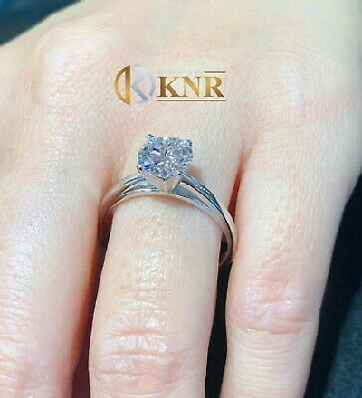 Pre-owned Knr 14k White Gold Round Cut Diamond Engagement Ring Solitaire Prong Bridal 0.70ct