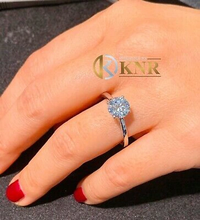 Pre-owned Knr 14k White Gold Round Cut Diamond Engagement Ring Solitaire Prong Bridal 0.70ct