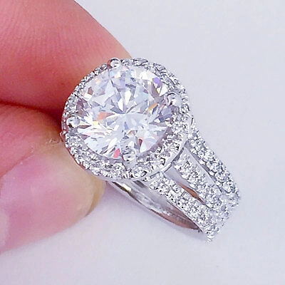 Pre-owned Knr Inc 14k White Gold Round Cut Forever One Moissanite Diamond Engagement Ring 3.80ctw
