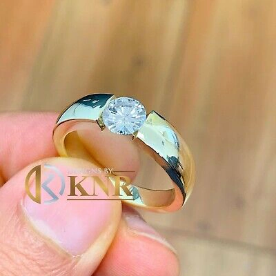 Pre-owned Knr 14k Yellow Solid Gold Round Forever One Moissanite Engagement Ring Tension 1.00