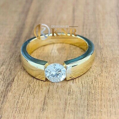 Pre-owned Knr 14k Yellow Solid Gold Round Forever One Moissanite Engagement Ring Tension 1.00