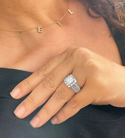 Pre-owned Knr Gia Certified 14k White Gold Princess Diamond Engagement Ring And Band 3.00ctw In White/colorless