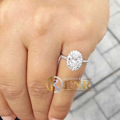 Pre-owned Knr Inc 14k White Gold Oval Cut Forever One Moissanite Diamond Engagement Ring 2.50ctw