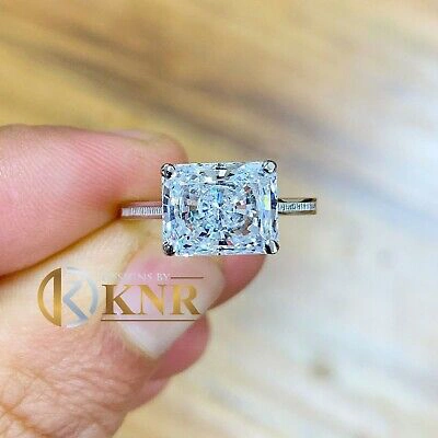 Pre-owned Charles & Colvard 14k White Gold Radiant Forever One Moissanite Engagement Ring Solitaire 3.50ct