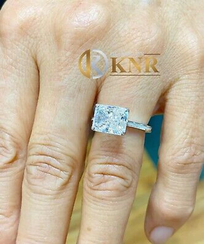 Pre-owned Charles & Colvard 14k White Gold Radiant Forever One Moissanite Engagement Ring Solitaire 3.50ct