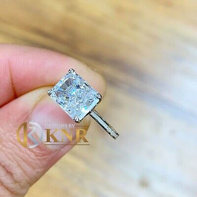 Pre-owned Charles & Colvard 14k White Gold Radiant Forever One Moissanite Engagement Ring Solitaire 3.50ct