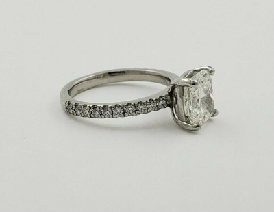 Pre-owned Tiffany & Co Gia Certified 2.70 Ctw Cushion Cut Diamond Engagement Ring 18k White Gold In I