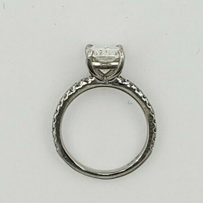 Pre-owned Tiffany & Co Gia Certified 2.70 Ctw Cushion Cut Diamond Engagement Ring 18k White Gold In I