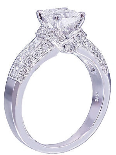 Pre-owned Knr Inc 14k White Gold Princess Cut Moissanite And Diamond Engagement Ring Bridal 1.75ct