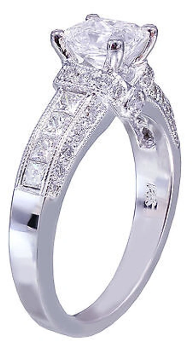 Pre-owned Knr Inc 14k White Gold Princess Cut Moissanite And Diamond Engagement Ring Bridal 1.75ct