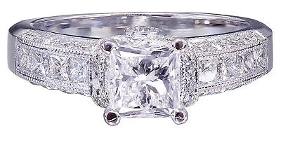 Pre-owned Knr Inc 14k White Gold Princess Cut Moissanite And Diamond Engagement Ring Bridal 1.75ct