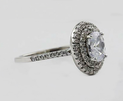 Pre-owned Tiffany & Co Gia Certified 2.20ct Oval Cut Diamond Engagement Double Halo Ring 18k White Gold In G (near Colorless)