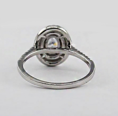 Pre-owned Tiffany & Co Gia Certified 2.20ct Oval Cut Diamond Engagement Double Halo Ring 18k White Gold In G (near Colorless)