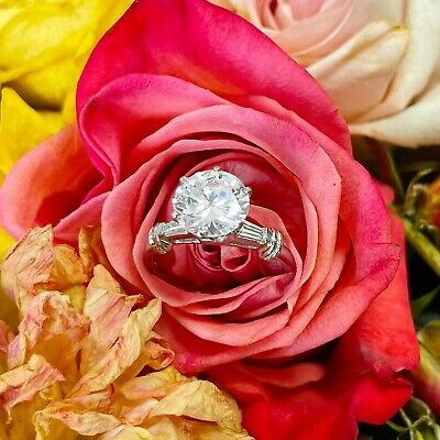 Pre-owned Gia Certified 14k White Solid Gold Round Cut Diamond Engagement Ring 1.74ctw In White/colorless