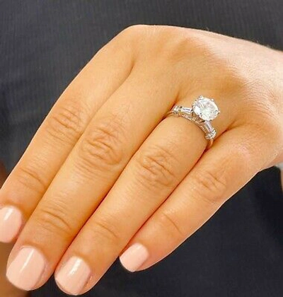 Pre-owned Gia Certified 14k White Solid Gold Round Cut Diamond Engagement Ring 1.74ctw In White/colorless