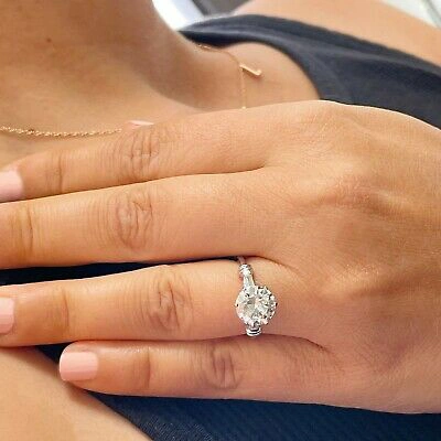 Pre-owned Gia Certified 14k White Solid Gold Round Cut Diamond Engagement Ring 1.74ctw In White/colorless