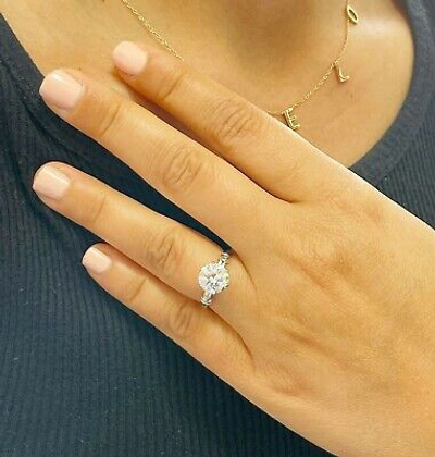Pre-owned Gia Certified 14k White Solid Gold Round Cut Diamond Engagement Ring 1.74ctw In White/colorless