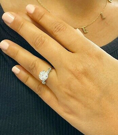 Pre-owned Gia Certified 14k White Solid Gold Round Cut Diamond Engagement Ring 1.74ctw In White/colorless