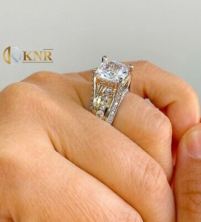 Pre-owned Charles & Colvard 14k White Gold Cushion Forever One Moissanite Diamonds Engagement Ring 6.50ctw