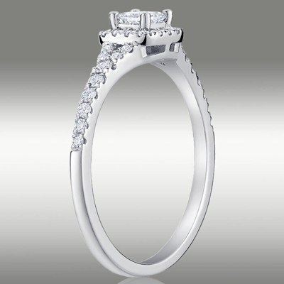 Pre-owned Halo Diamond Engagement Ring .60ct H/si2  Princess Cut 14k White Gold Split Shank In White/colorless