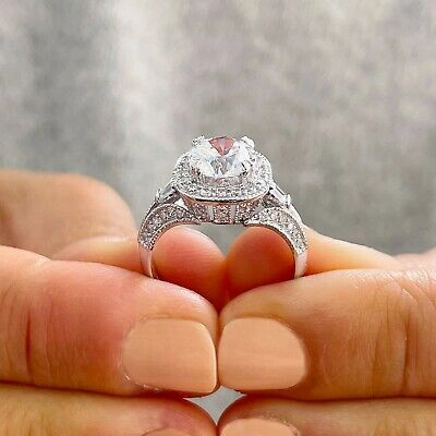 Pre-owned Knr Gia Certified 14k White Gold Round Diamond Engagement Ring And Band Halo 2.30ctw