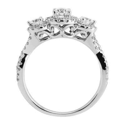 Pre-owned Finecraft 1 Cttw Diamond Trio Engagement Ring In 14k White Gold
