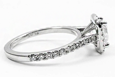Pre-owned Tiffany & Co Gia Certified 1.67 Carat Cushion Shape Halo Style 18k Diamond Engagement Ring In I