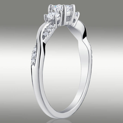 Pre-owned Arista Jewels Diamond Ring .52 Carat H/s12 Three Stone 14k White Gold Twisted Side Accents In White/colorless