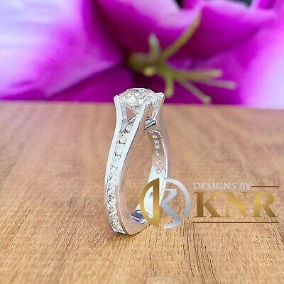 Pre-owned Knr 14k White Gold Round Moissanite And Natural Diamonds Engagement Ring 2.50ctw