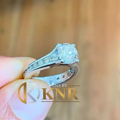 Pre-owned Knr 14k White Gold Round Moissanite And Natural Diamonds Engagement Ring 2.50ctw