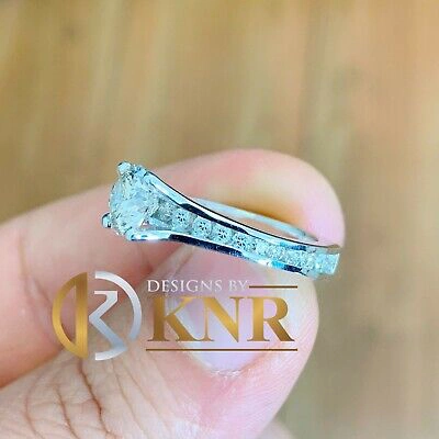 Pre-owned Knr 14k White Gold Round Moissanite And Natural Diamonds Engagement Ring 2.50ctw