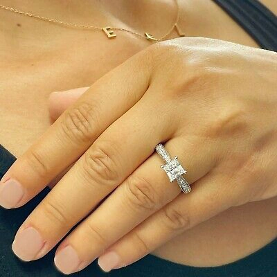 Pre-owned Gia Certified 14k Solid White Gold Princess Diamond Engagement Ring Prong 2.20ct