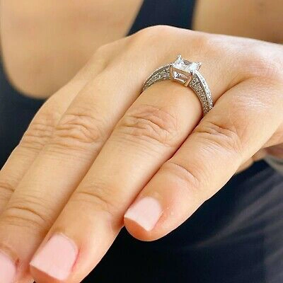 Pre-owned Gia Certified 14k Solid White Gold Princess Diamond Engagement Ring Prong 2.20ct