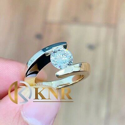 Pre-owned Knr 14k Yellow Gold Round Forever One Moissanite Engagement Ring Tension 1.25