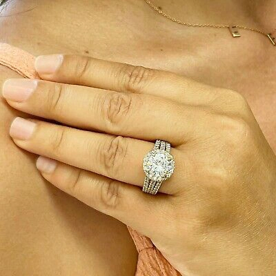 Pre-owned Knr Inc 14k Yellow Gold Round Moissanite And Natural Diamond Engagement Ring 3.80ctw