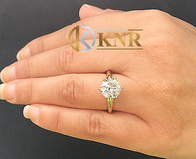 Pre-owned Knr Women's 14k Solid Yellow Gold Round Moissanite Engagement Ring Solitaire 4.00 In White