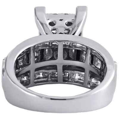 Pre-owned Jfl Diamonds & Timepieces 10k White Gold Baguette Diamond Rectangle Designer Engagement Ring 1.50 Ct.