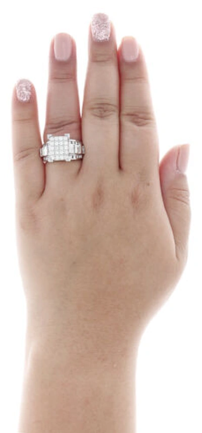 Pre-owned Jfl Diamonds & Timepieces 10k White Gold Baguette Diamond Rectangle Designer Engagement Ring 1.50 Ct.
