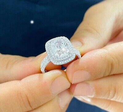 Pre-owned Knr Inc 14k White Gold Emerald Moissanite And Natural Diamond Engagement Ring Band 2.75