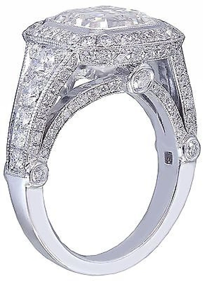 Pre-owned Knr 14k White Gold Asscher Forever One Moissanite And Diamond Engagement Ring 3.30ct