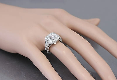 Pre-owned Knr 14k White Gold Asscher Forever One Moissanite And Diamond Engagement Ring 3.30ct