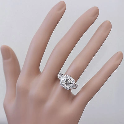 Pre-owned Knr 14k White Gold Asscher Forever One Moissanite And Diamond Engagement Ring 3.30ct