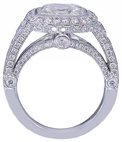 Pre-owned Knr 14k White Gold Asscher Forever One Moissanite And Diamond Engagement Ring 3.30ct