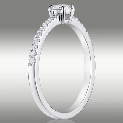 Pre-owned Arista Jewels H/si2 Round Cut Solitaire .45ct Diamond Engagement Ring W Accents 14k White Gold In White/colorless