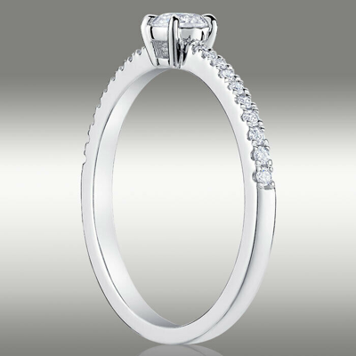 Pre-owned Arista Jewels H/si2 Round Cut Solitaire .45ct Diamond Engagement Ring W Accents 14k White Gold In White/colorless