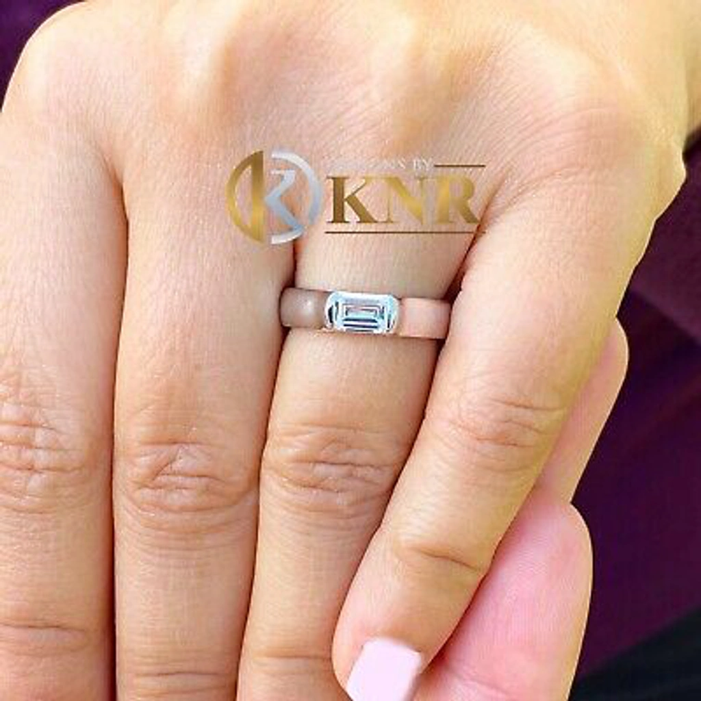 Pre-owned Knr 14k White Gold Emerald Cut Diamond Engagement