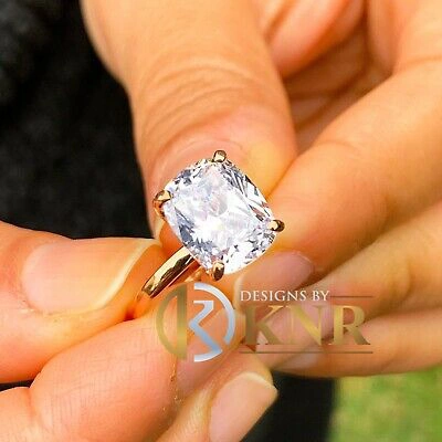 Pre-owned Knr 14k Solid Rose Gold Cushion Cut Moissanite Engagement Ring Solitaire 4.00ct In Pink
